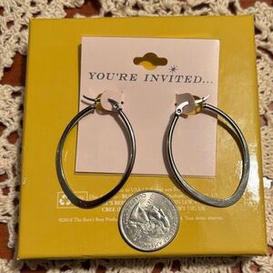 Silver Oval Hoop Earrings